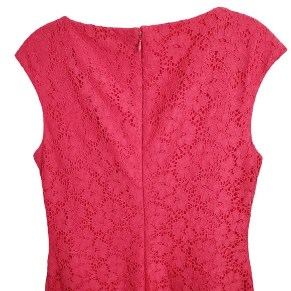 Chaps Size 10P 10 Petite Dress Cap Sleeve Floral Lace Overlay Zip Shift Pink - Picture 6 of 9